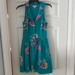Lilly Pulitzer Teal and Pink Floral Midi Dress